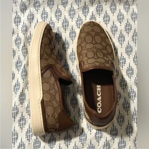 Coach Brown and Tan Slip-On Slippers